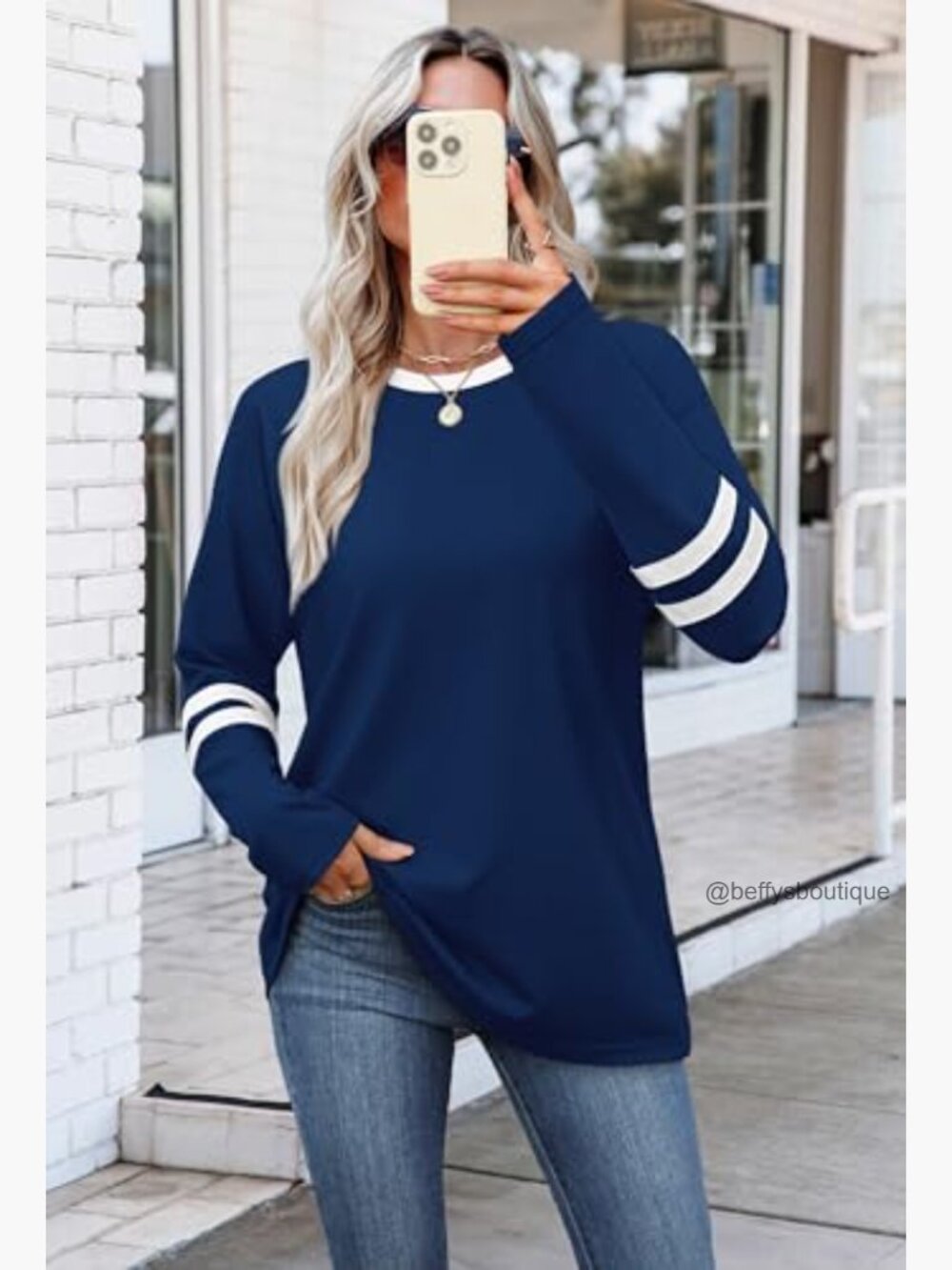 Long Sleeve Tops for Women Casual Color Block Tee Tunic Blouse Streetwear - Picture 3 of 7